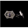 Image 2 : 0.23 ctw Tanzanite and Diamond Earrings - 14KT White Gold