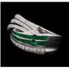 Image 1 : 0.66 ctw Emerald and Diamond Ring - 18KT White Gold