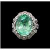 Image 2 : GIA Cert 9.68 ctw Emerald and Diamond Ring - 14KT White Gold
