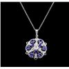 Image 2 : 2.88 ctw Tanzanite, Sapphire and Diamond Necklace - 14KT White Gold