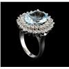Image 4 : 5.26 ctw Aquamarine and Diamond Ring - 14KT White Gold