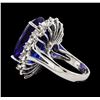 Image 3 : GIA Cert 28.19 ctw Tanzanite and Diamond Ring - 14KT White Gold