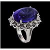 Image 4 : GIA Cert 28.19 ctw Tanzanite and Diamond Ring - 14KT White Gold