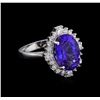 5.65 ctw Tanzanite and Diamond Ring - 14KT White Gold