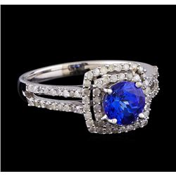 1.31 ctw Tanzanite and Diamond Ring - 14KT White Gold