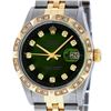 Image 1 : Rolex Mens Two Tone Diamond Lugs Green Vignette Diamond Lugs Pyramid Bezel Datej