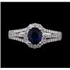 Image 2 : 0.88 ctw Sapphire and Diamond Ring - 14KT White Gold