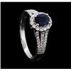 Image 4 : 0.88 ctw Sapphire and Diamond Ring - 14KT White Gold