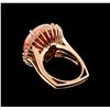 Image 3 : 9.51 ctw Coral and Diamond Ring - 14KT Rose Gold