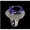 Image 4 : 13.95 ctw Tanzanite and Diamond Ring - 14KT White Gold