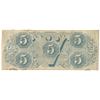 Image 2 : 1863 $5 The Confederate States of America Note T-60 CC