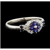 Image 1 : 0.50 ctw Sapphire and Diamond Ring - Platinum