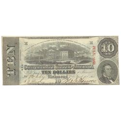 1863 $10 The Confederate States of America Note T-59 CC