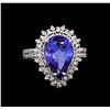 Image 2 : 4.04 ctw Tanzanite and Diamond Ring - 14KT White Gold
