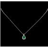 Image 1 : 1.00 ctw Emerald and Diamond Pendant With Chain - 18KT White Gold