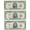 Image 1 : 1963 $5 Fine Red Seal Bill Lot of 3