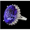 Image 1 : 16.60 ctw Tanzanite and Diamond Ring - 14KT White Gold