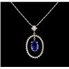 Image 1 : 14KT White Gold 2.16 ctw Tanzanite and Diamond Pendant With Chain