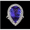 Image 2 : GIA Cert 11.93 ctw Tanzanite and Diamond Ring - 14KT White Gold