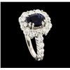 Image 4 : 1.45 ctw Sapphire and Diamond Ring - 14KT White Gold