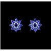 Image 1 : 5.92 ctw Blue Sapphire and Diamond Earrings - 14KT White Gold