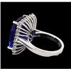 Image 3 : GIA Cert 15.89 ctw Diamond and Tanzanite Ring - 14KT White Gold