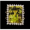 Image 2 : 40.00 ctw Lemon Quartz and Diamond Ring - 14KT Yellow Gold