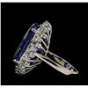 Image 3 : 14.88 ctw Tanzanite and Diamond Ring - 14KT White Gold