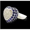 5.20 ctw Sapphire and Diamond Ring - 18KT White Gold