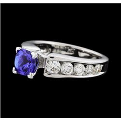 1.10 ctw Tanzanite and Diamond Ring - 14KT White Gold