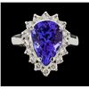 Image 2 : 4.52 ctw Tanzanite and Diamond Ring - 14KT White Gold
