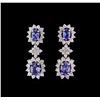 Image 1 : 2.35 ctw Tanzanite and Diamond Earrings - 14KT White Gold