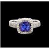 Image 2 : 14KT White Gold 1.56 ctw Tanzanite and Diamond Ring