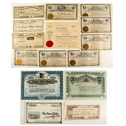 Lot of 14 Nevada County Stock Certificates