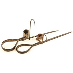 Two Beveled Right Hook Miners Candlesticks