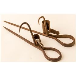 Two Left Hook Miners' Candlesticks