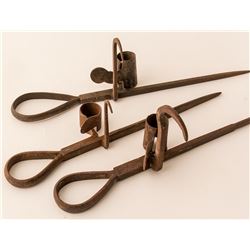 Three Teardrop Miners' Candlesticks