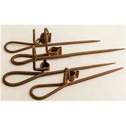 Four Unmarked Miners' Candlesticks