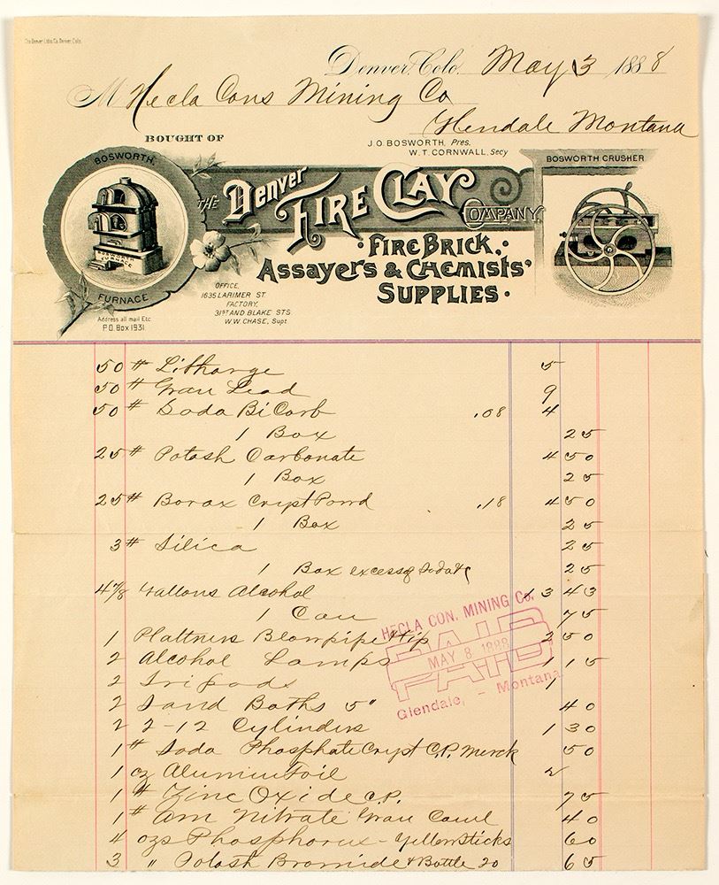 rare Denver Fire Clay Company Billhead