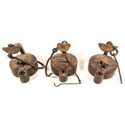 Three Similar Frog Lamps