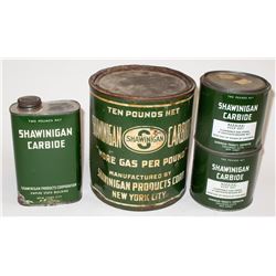 Four Shawiningan Carbide Tins