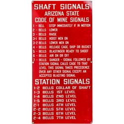 Bright Red Arizona mine Bell Signal Sign