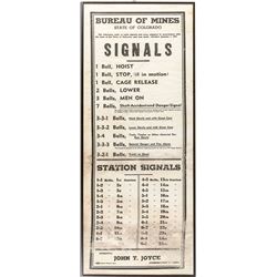Colorado Mine Bell Signal Sign on Cloth
