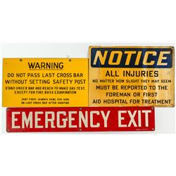 Three Metal Mine Signs