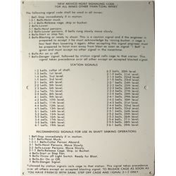 New Mexico Hoist Signaling Code Sign