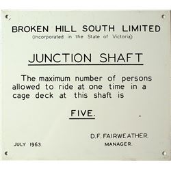 Broken Hill South Junction Shaft Sign