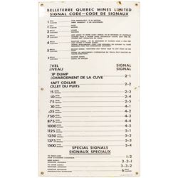 Belleterre, Quebec Mine Bell Signal Sign