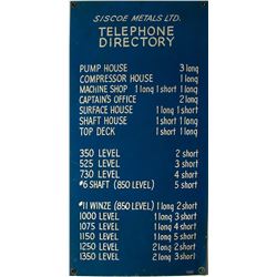 Siscoe Metals Ltd. Telephone Directory Sign