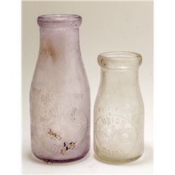 Two Union Dairy Bottles