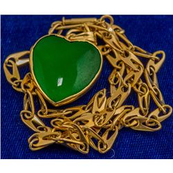 Gold and Jade Heart Pendant